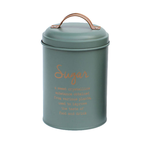Förvaringsburk - för socker - grön med guld