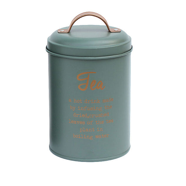 Förvaringsburk - för te - grön med guld