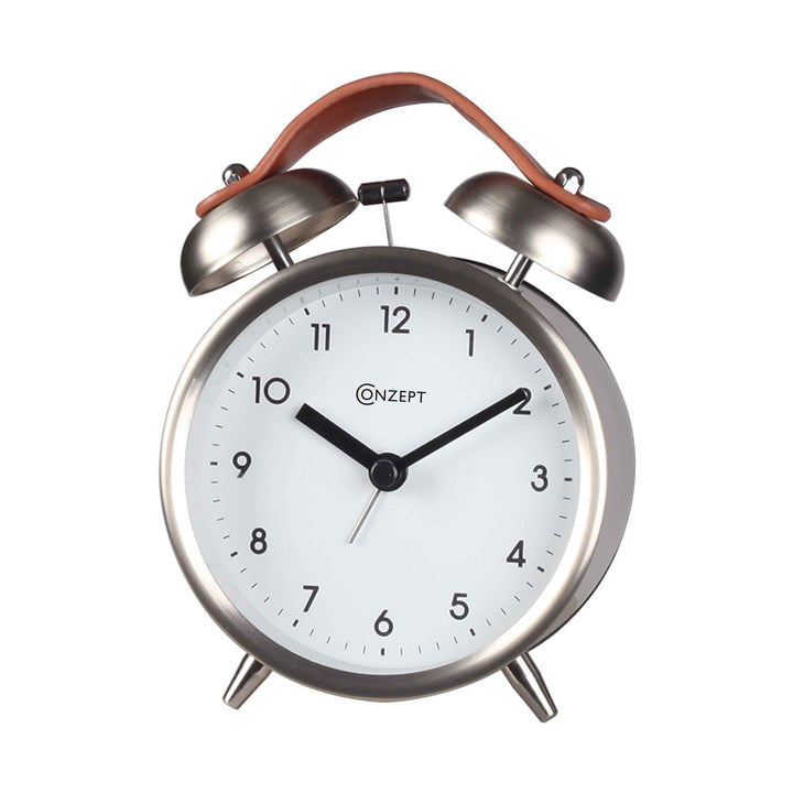 Conzept - väckarklocka med klockor - stål med PU-läder 9,8x5,4x11,5