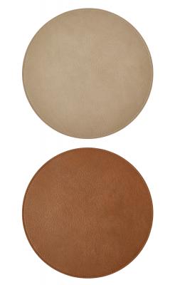 Vändbar bordsunderlägg - PU Ø38 cm tobak/sand
