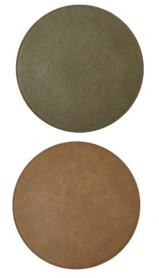 Vändbar bordsunderlägg - PU Ø38 cm armé/camel