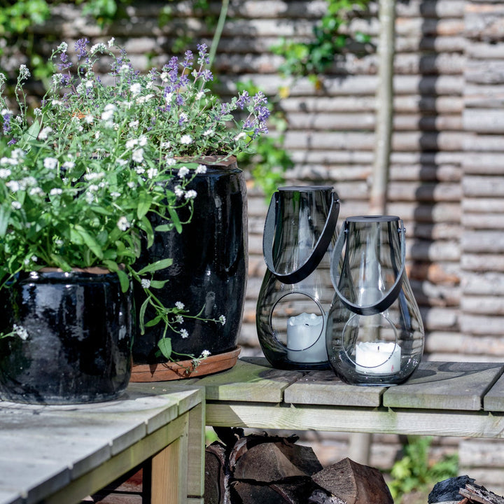 Holmegaard - Design med ljuslykta 29 cm rökfärgad