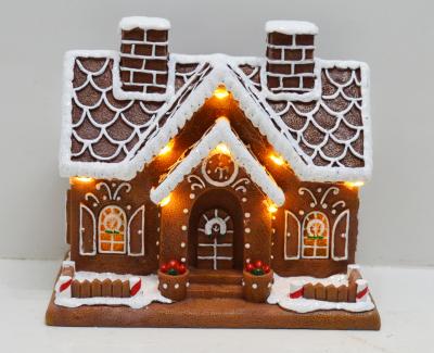 Pepparkakshus med LED-lampor 17,5x10x16 cm