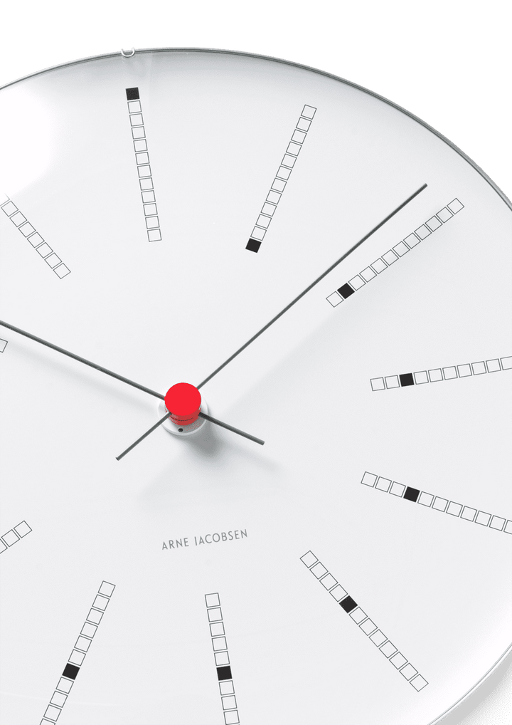 Arne Jacobsen - Bankers väggklocka Ø29 cm vit/svart/röd