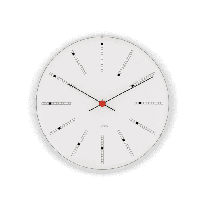 Arne Jacobsen - Bankers väggklocka Ø48 cm vit/svart/röd