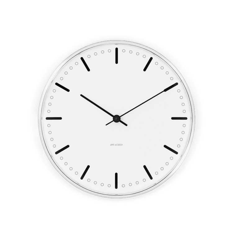 Arne Jacobsen - Stadshusets väggklocka Ø21 cm vit/svart