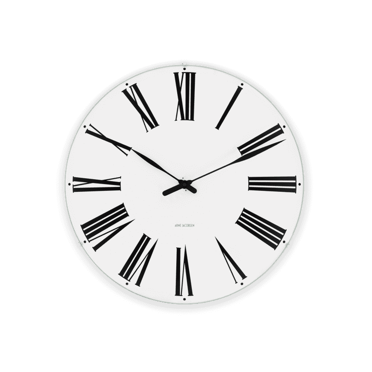 Arne Jacobsen - Romersk väggklocka Ø21 cm vit/svart