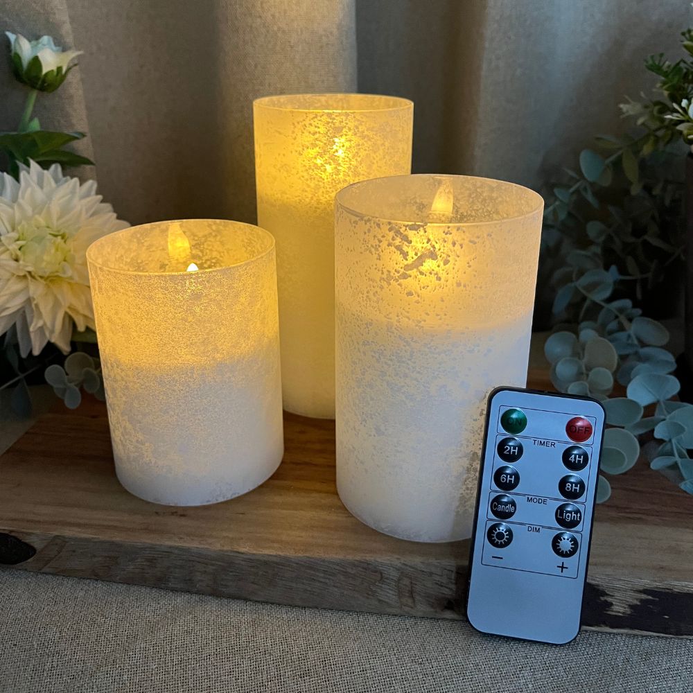 LED-cylinderglas 3 st. - med fjärrkontroll