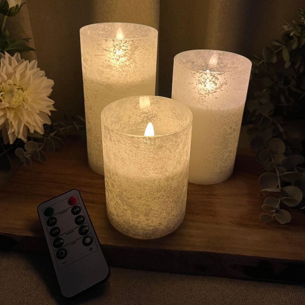 LED-cylinderglas 3 st. - med fjärrkontroll