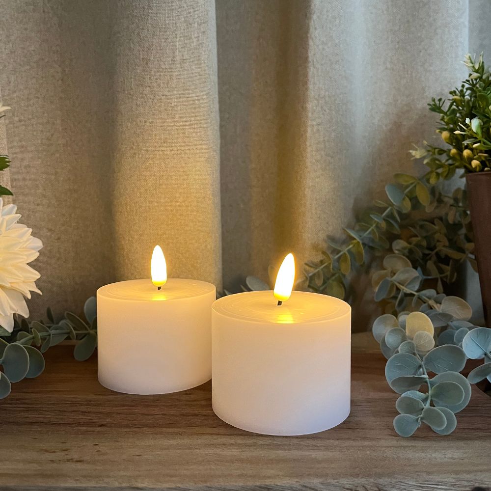 LED jumbo värmeljus 2 st. i vitt vax