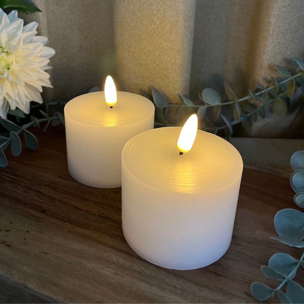 LED jumbo värmeljus 2 st. i vitt vax