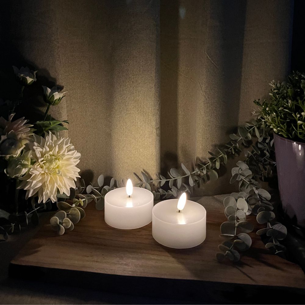 LED jumbo värmeljus 2 st. i vitt vax