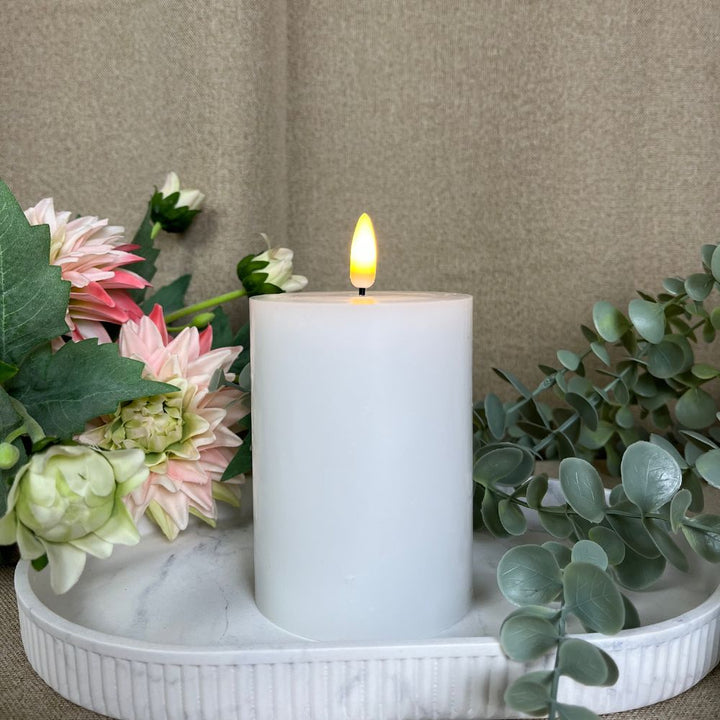 Conzept Electric - Blockljus 3D-flamma 10 cm vit - med fjärrfunktion