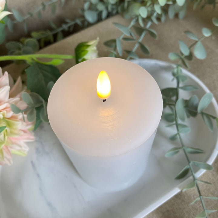 Conzept Electric - Blockljus 3D-flamma 10 cm vit - med fjärrfunktion