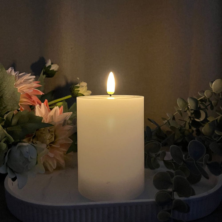 Conzept Electric - Blockljus 3D-flamma 10 cm vit - med fjärrfunktion