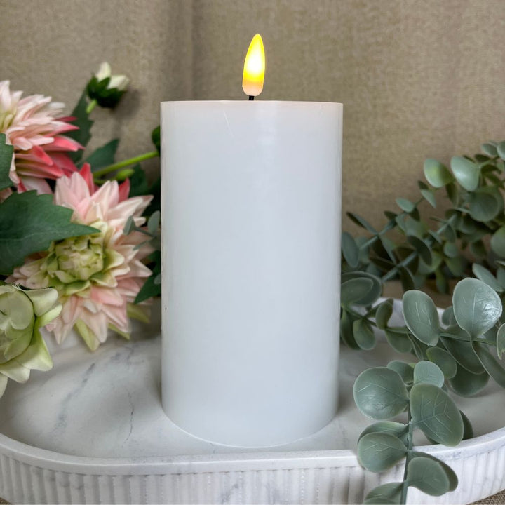 Conzept Electric - Blockljus 3D-flamma 12,5 cm vit med fjärrfunktion