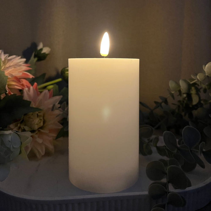 Conzept Electric - Blockljus 3D-flamma 12,5 cm vit med fjärrfunktion