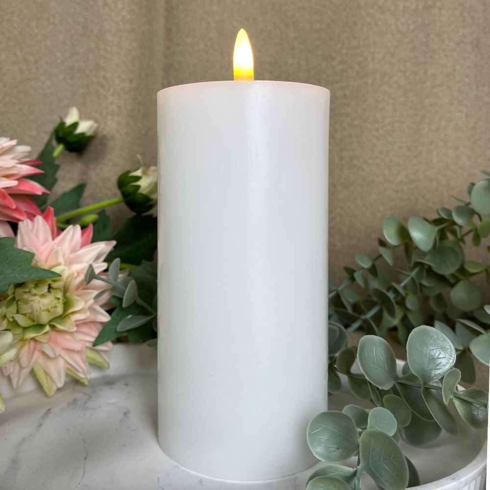 Conzept Electric - Blockljus 3D-flamma 15 cm vit med fjärrfunktion