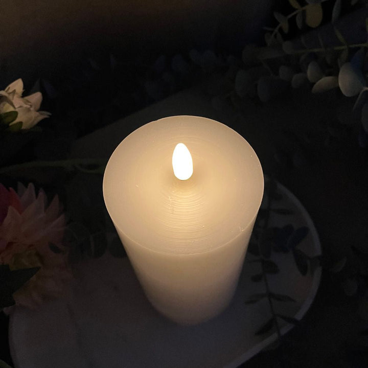 Conzept Electric - Blockljus 3D-flamma 15 cm vit med fjärrfunktion