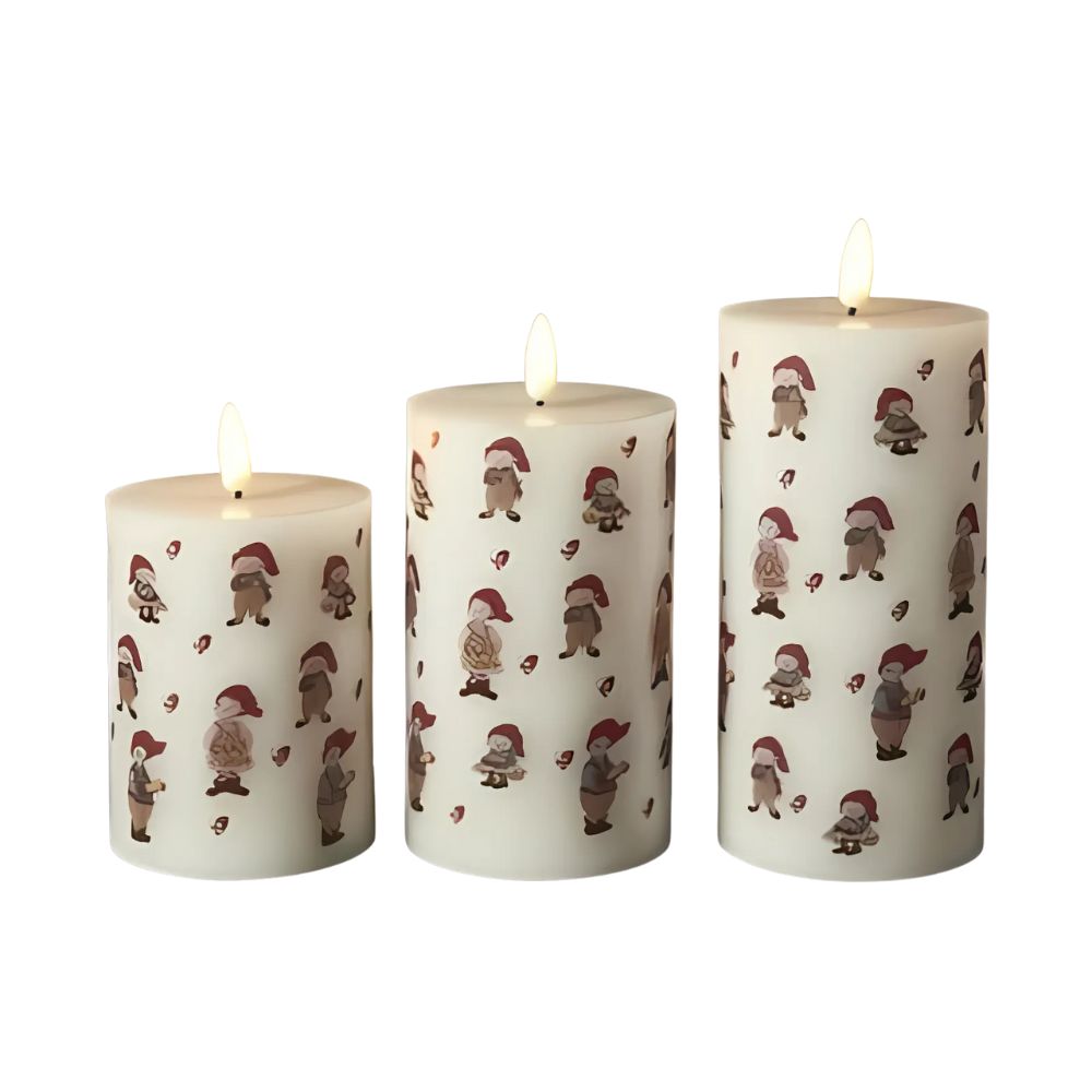 LED-vaxljus 3 st. jultomtar - med fjärrkontroll
