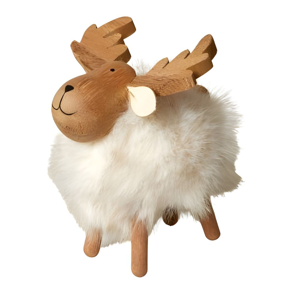 Älg med mjuk päls H11,3 cm - vit