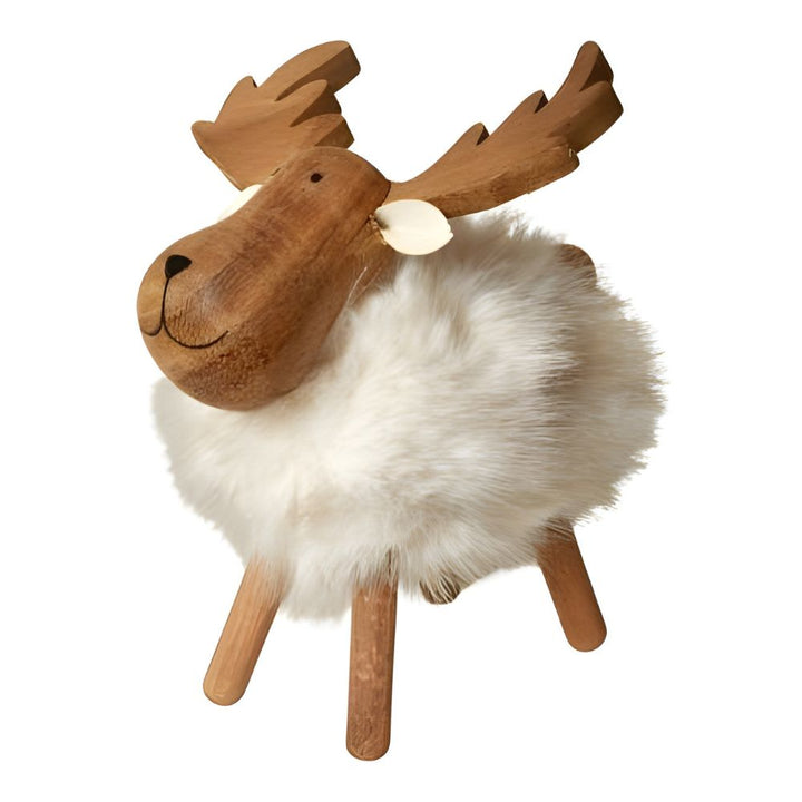 Älg med mjuk päls H15,2 cm - vit