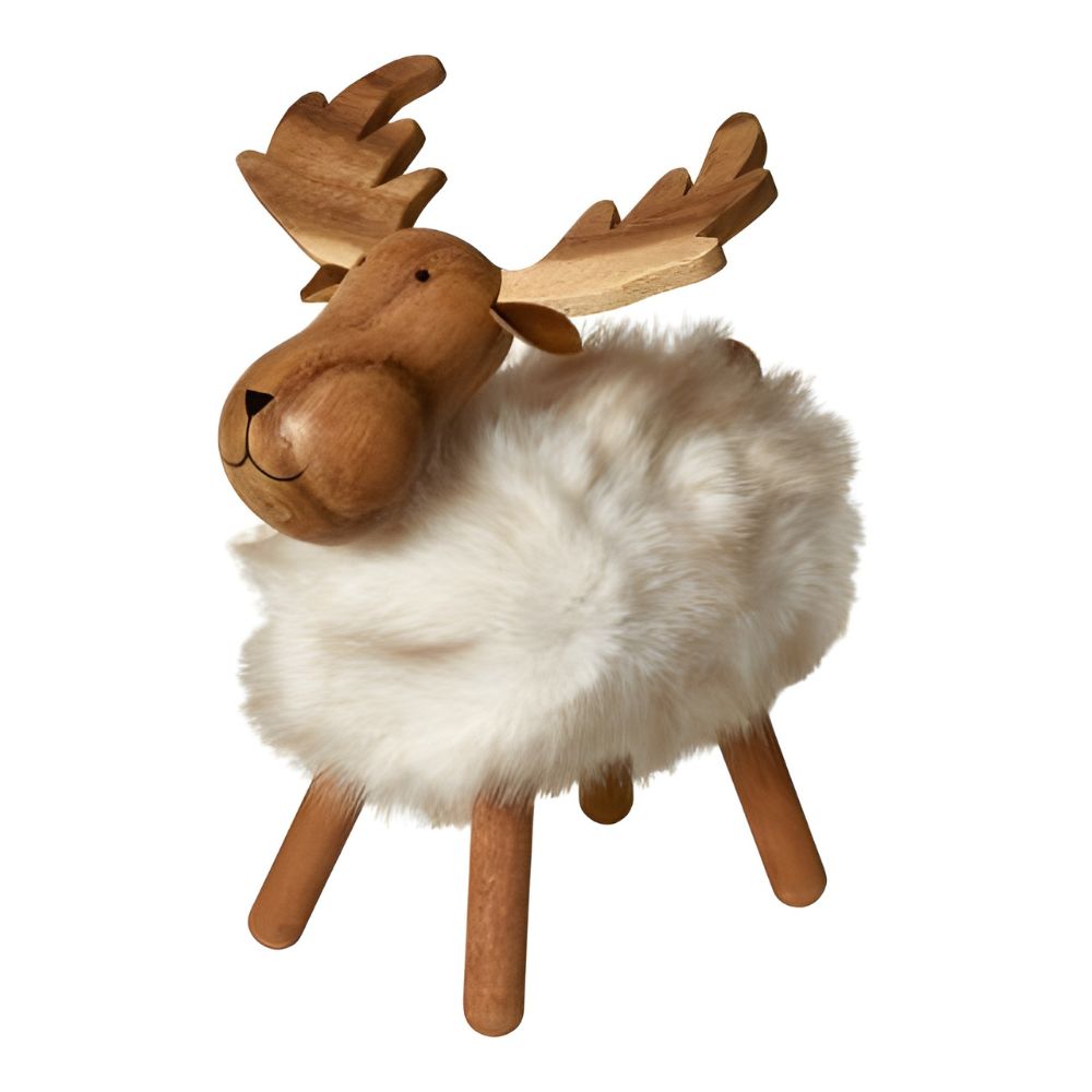 Älg med mjuk päls H21 cm - vit