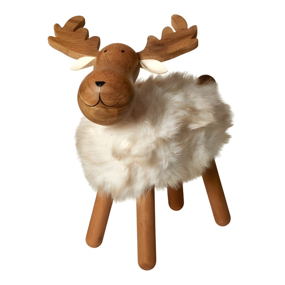 Älg med mjuk päls H26 cm - vit