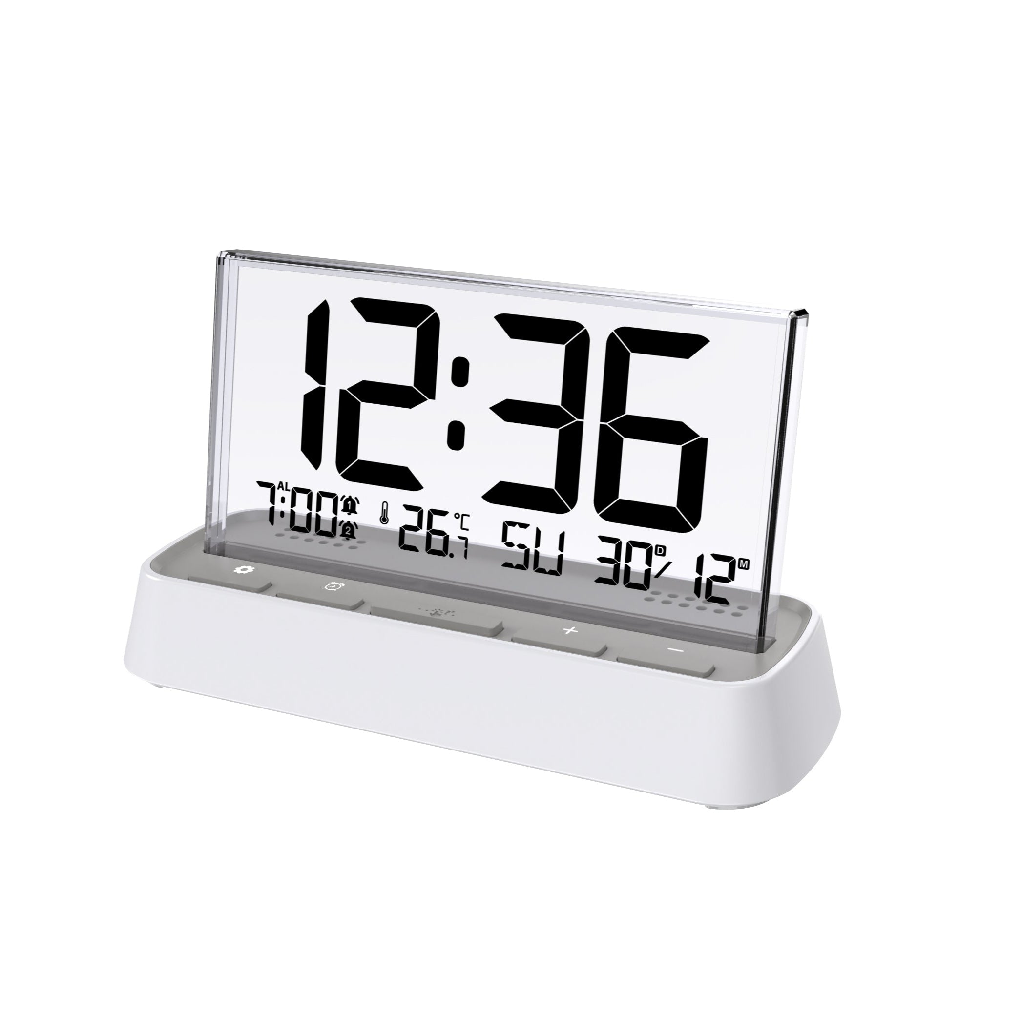 Conzept - Bordsklocka i glas med radiokontroll - vit