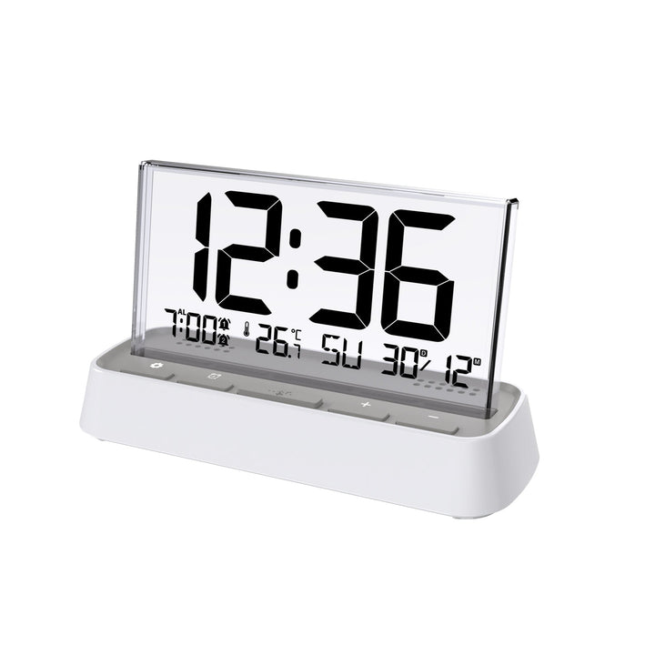 Conzept - Bordsklocka i glas med radiokontroll - vit
