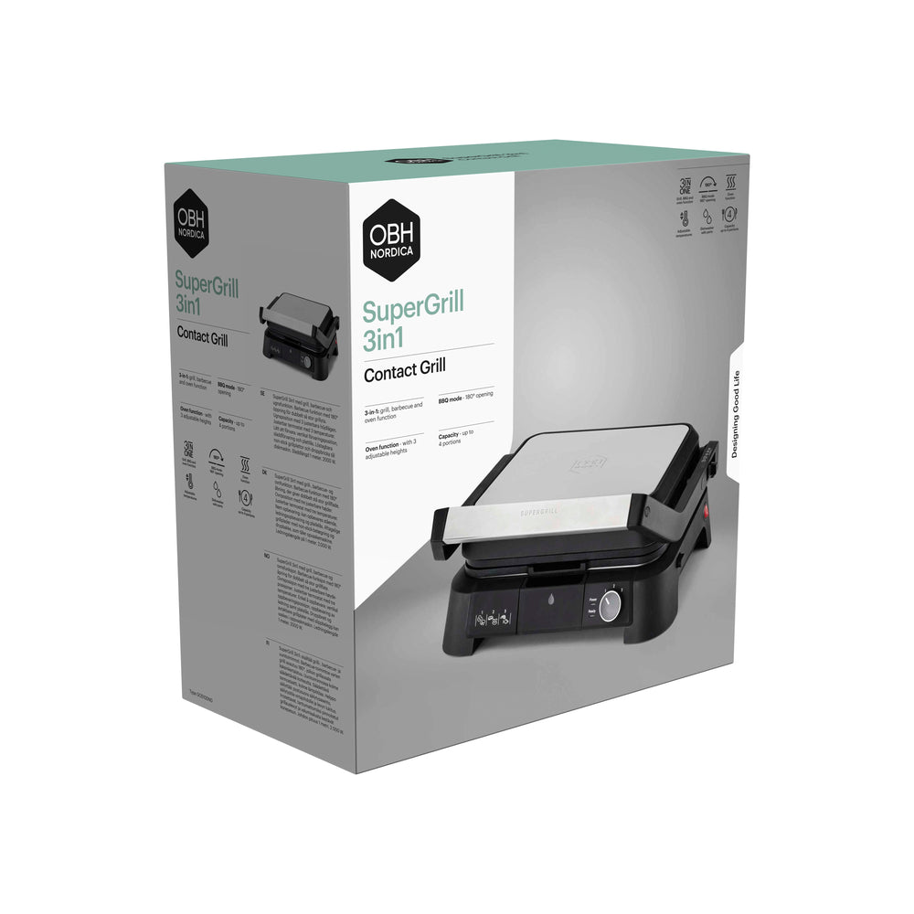 OBH Nordica - SuperGrill kontaktgrill 3-i-1 rostfritt stål