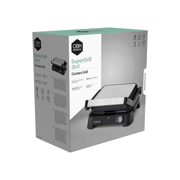 OBH Nordica - SuperGrill kontaktgrill 3-i-1 rostfritt stål