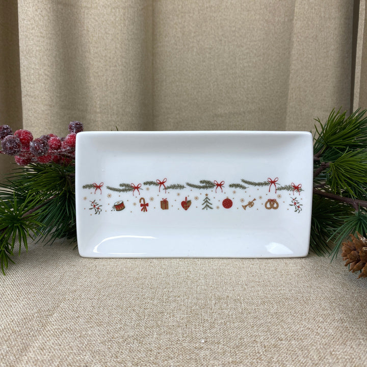 Tallrik 20x11 cm med julmönster