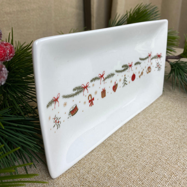 Tallrik 20x11 cm med julmönster