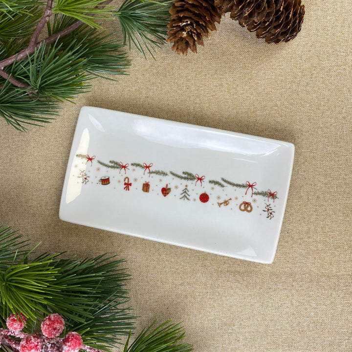 Tallrik 20x11 cm med julmönster