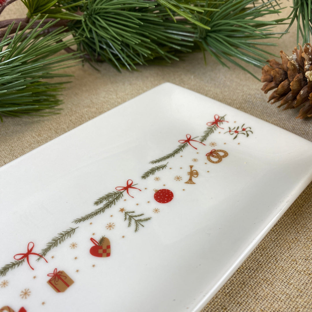 Tallrik 20x11 cm med julmönster
