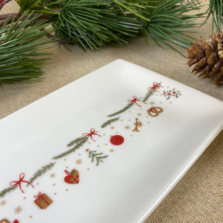 Tallrik 20x11 cm med julmönster