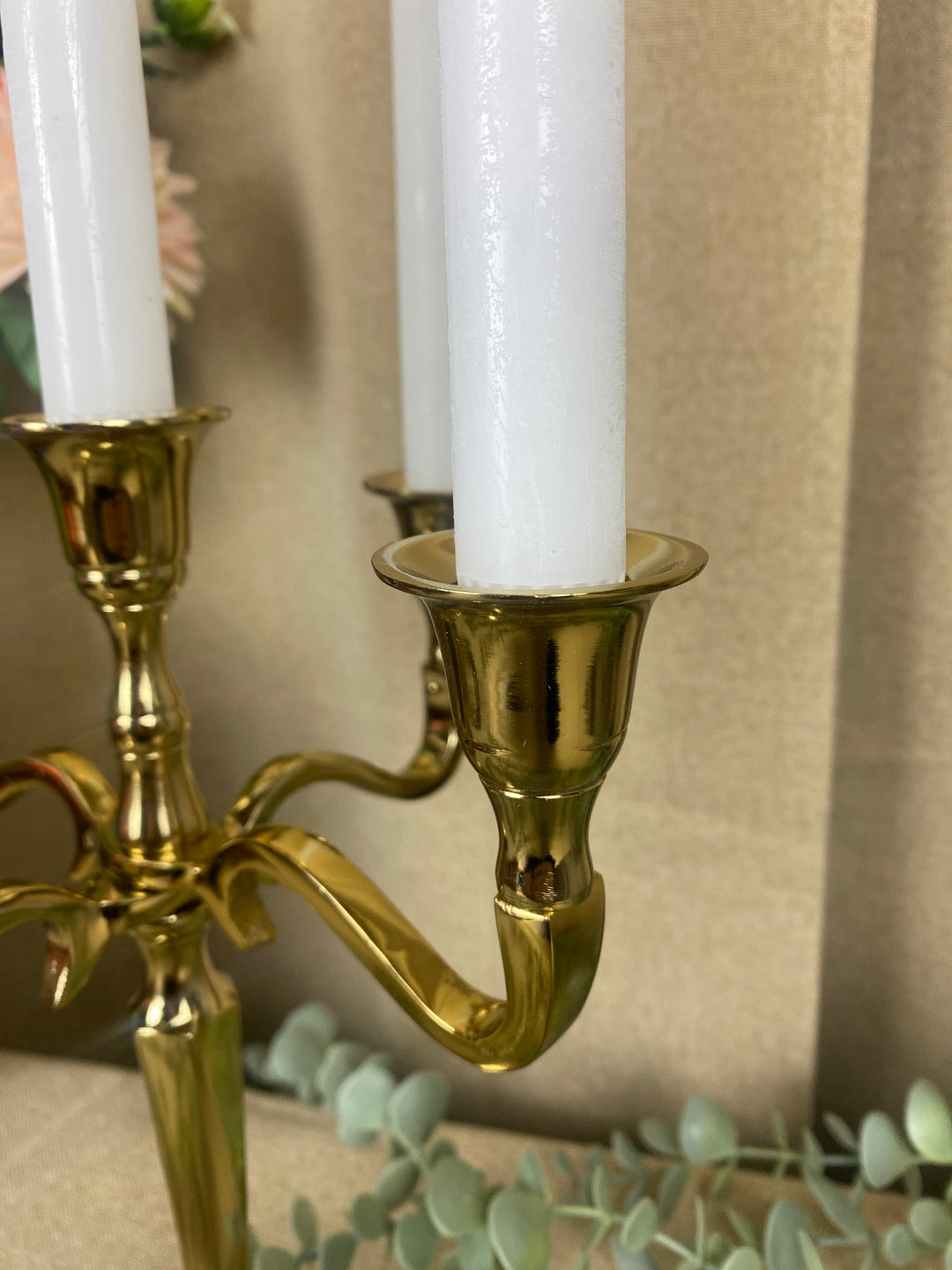 Ljusstake med 5 armar 27 cm guldfärgad