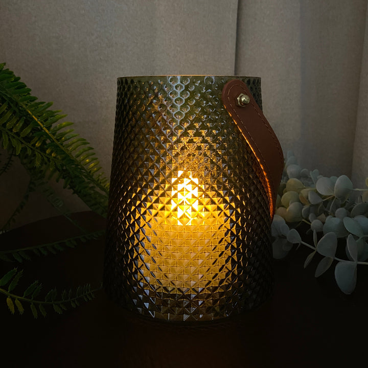 Ljusstake med handtag Ø13x15 cm - i grönt