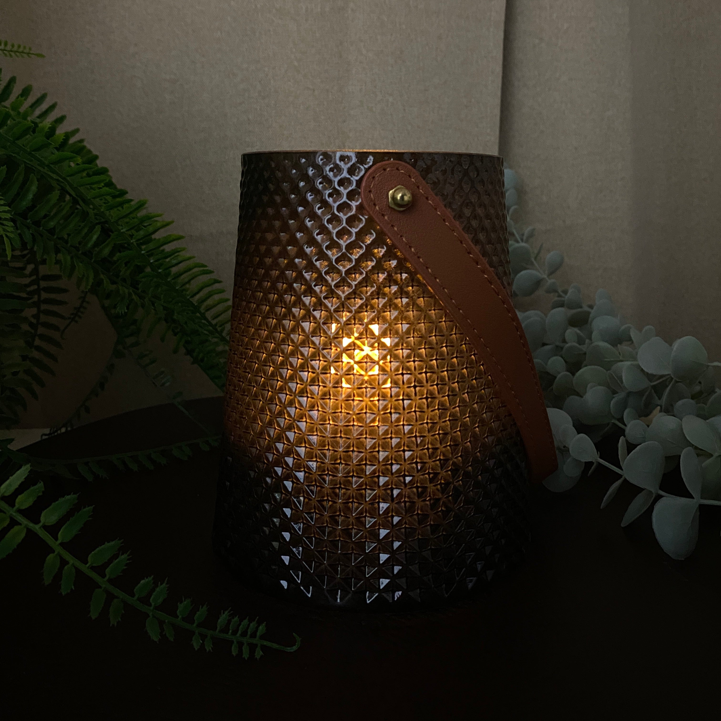 Ljusstake med handtag Ø13x15 cm - i grått