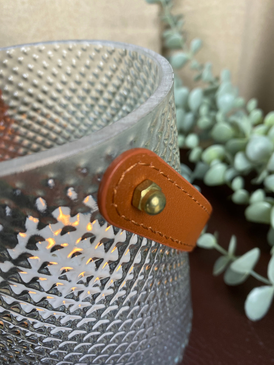 Ljusstake med handtag Ø13x15 cm - i klarglas