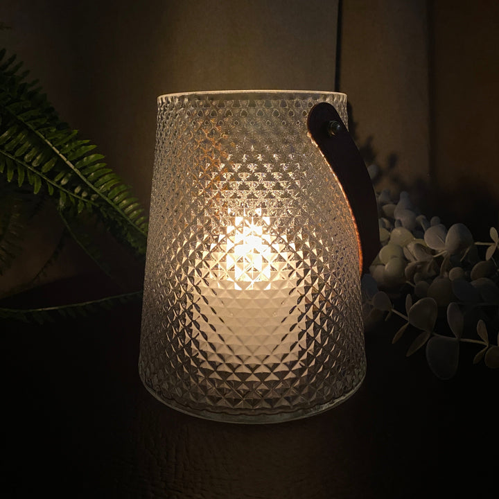 Ljusstake med handtag Ø13x15 cm - i klarglas