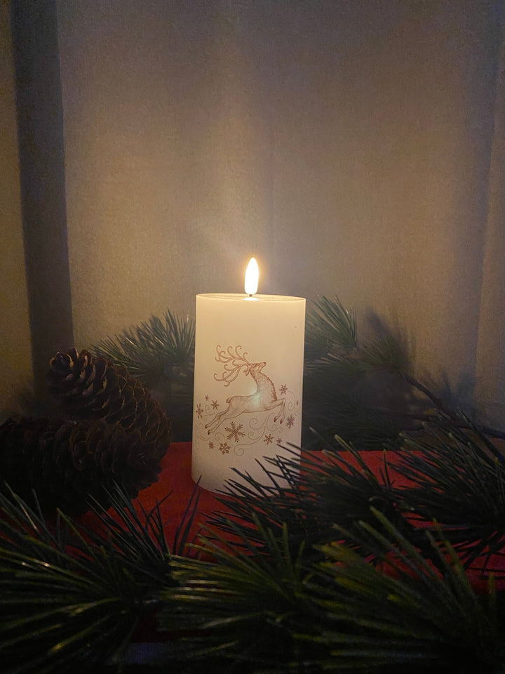 LED blockljus 3D - Ø7,5x12,5 cm med chip ren - Grädde