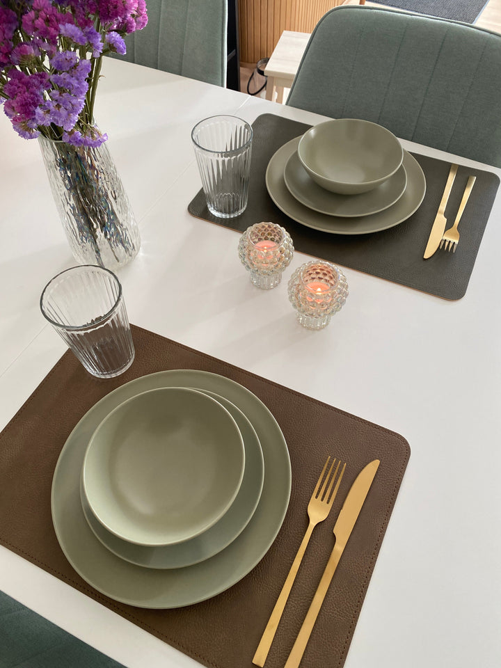 Vändbar bordsunderlägg - PU 30x45 cm army/camel