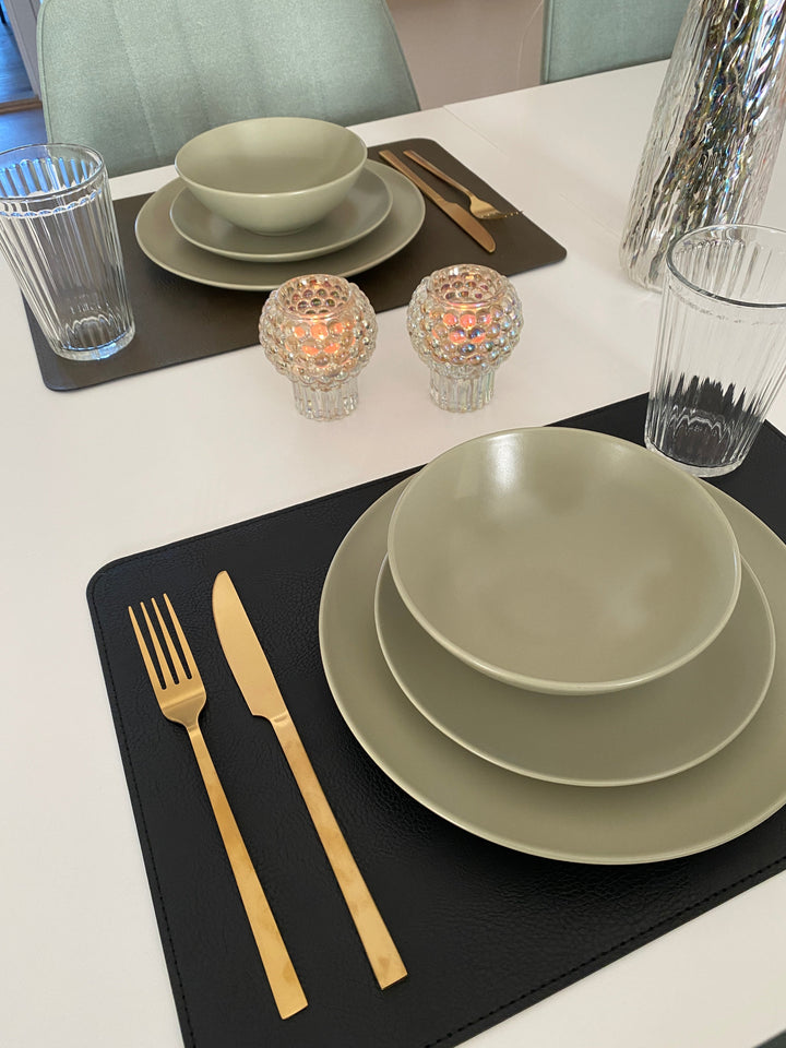 Vändbar bordsunderlägg - PU 30x45 cm svart/olivgrön