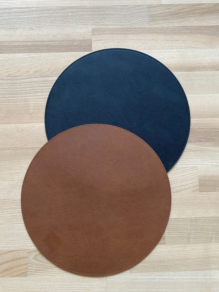 Vändbar bordsunderlägg - PU Ø38 cm konjak/svart