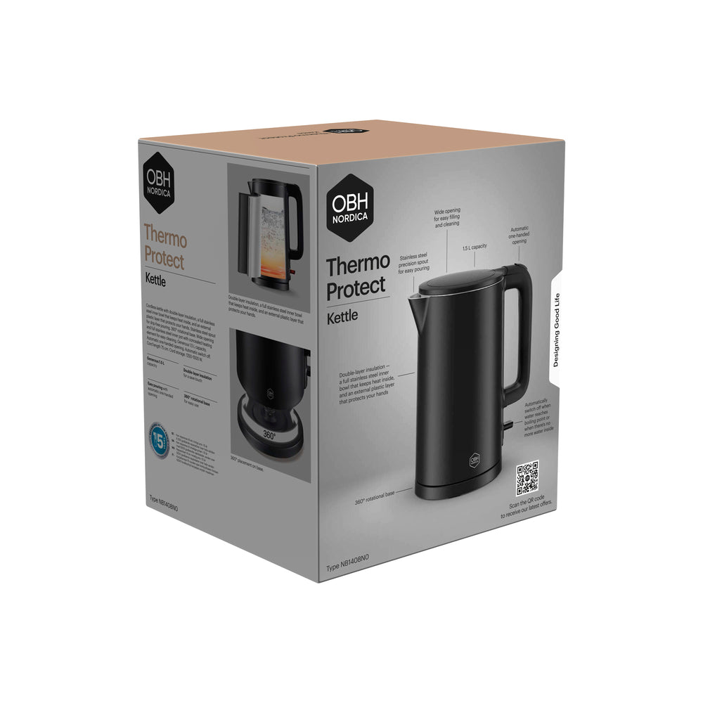 OBH Nordica - vattenkokare Thermo Protect 1,5 L svart