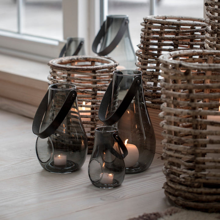 Holmegaard - Design med ljuslykta 16,5 cm rökfärgad