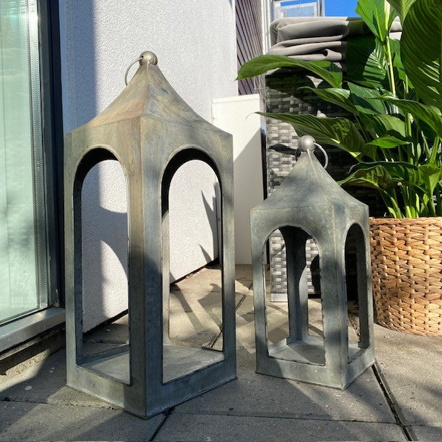 Lykta utan glas 15x15x40 cm zink