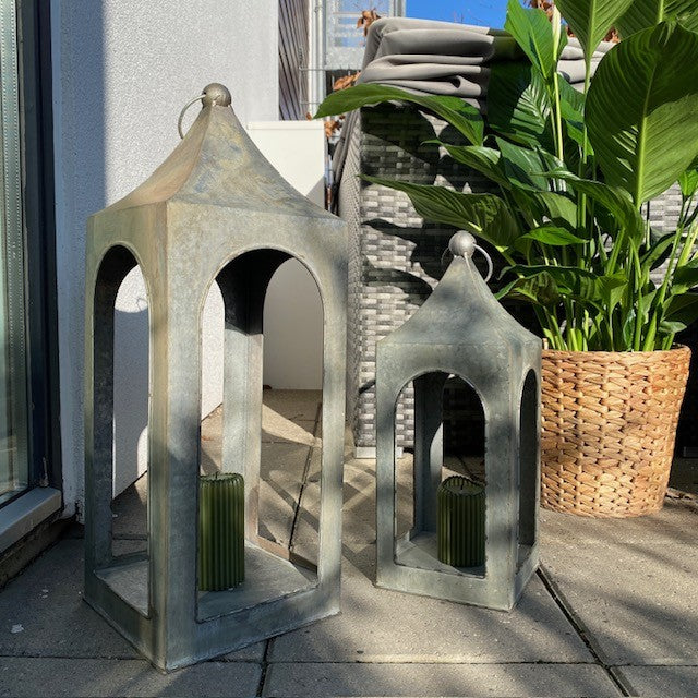 Lykta utan glas 19x19x54 cm zink